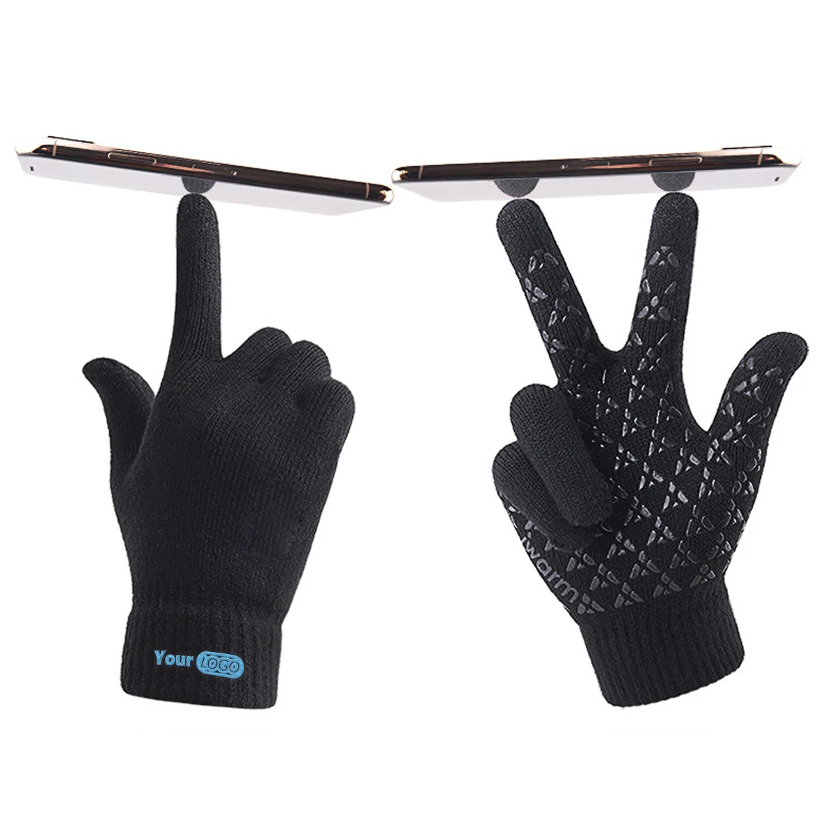Acrylic Warm Knitted Winter Gloves With Non-Slip Grip 1