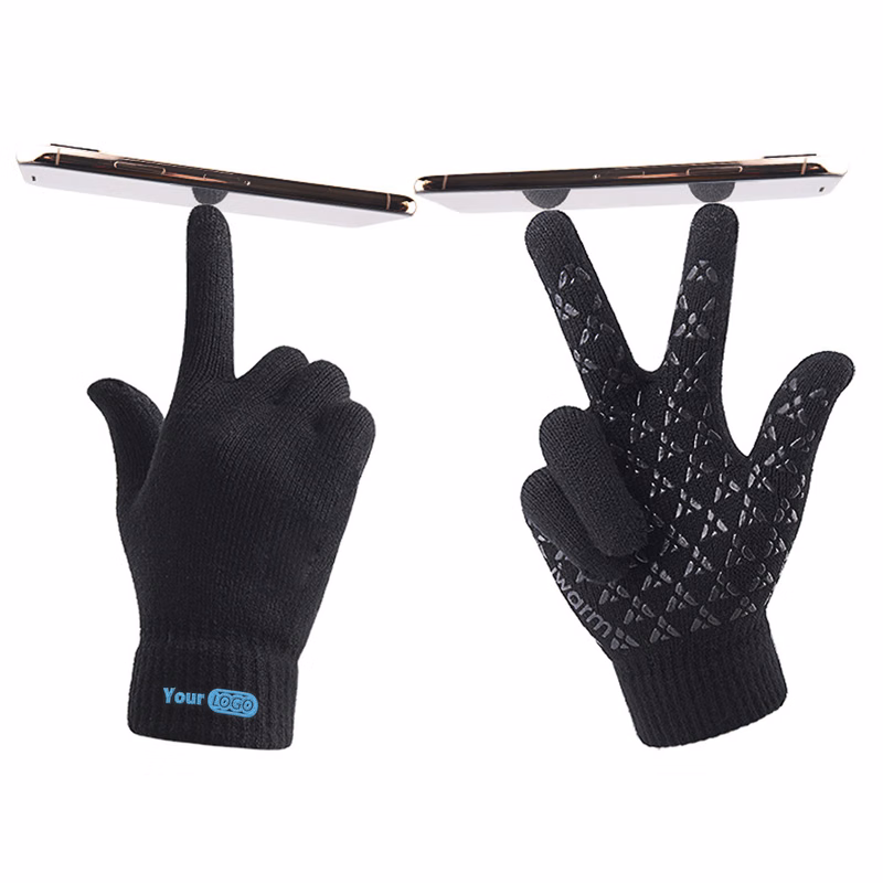 Acrylic Warm Knitted Winter Gloves With Non-Slip Grip