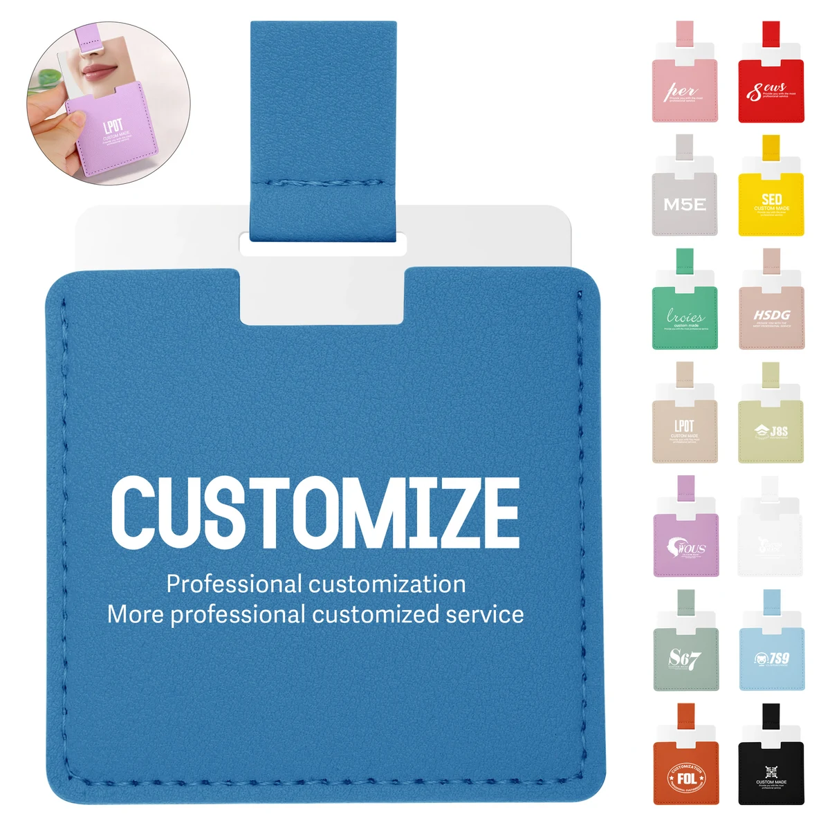 Portable Card Makeup Mirror with PU Case 1