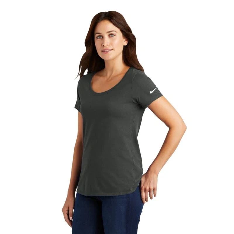 Nike Ladies Dri-FIT Cotton/Poly Scoop Neck Tee. 1