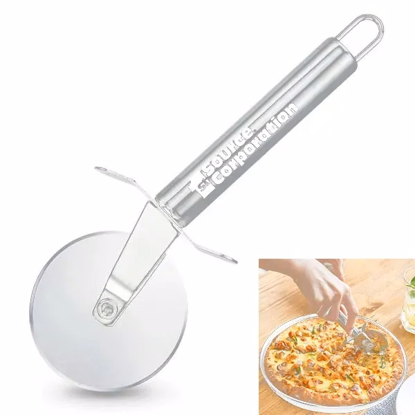 Custom Stainless Steel Pizza Cutter with Smooth Blade — Hospitality Kitchen Promo Tool