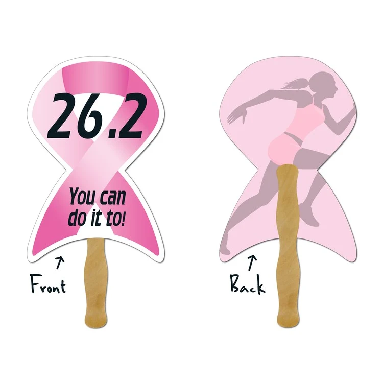 Hand Fan - Laminated 10.0x6.67 Awareness Ribbon Shape - 14 pt. 1