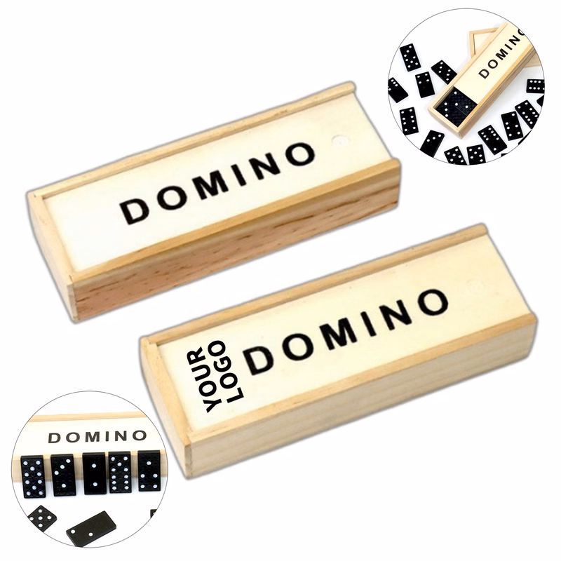 Twenty Eight Piece Domino Game Set Wooden Box 6 x 1.2 x 2"