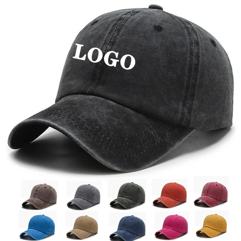 Premium Washed Denim Unisex Baseball Cap (Customizable) 1