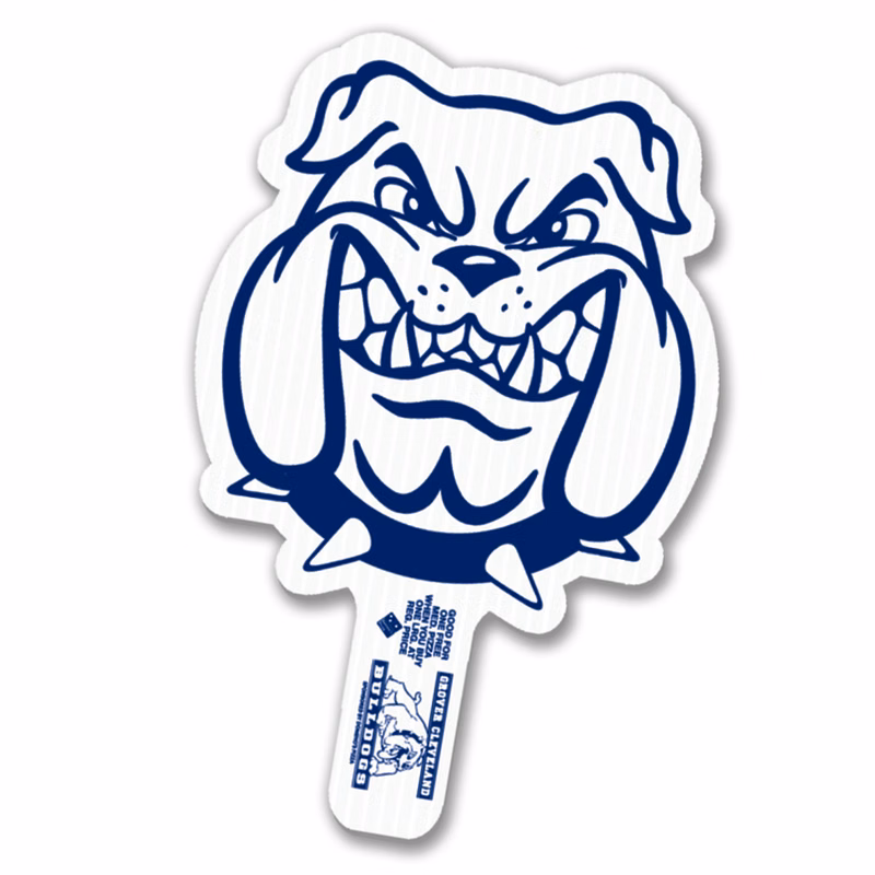 Bulldog Mascot Hand Fan, Screen Printed