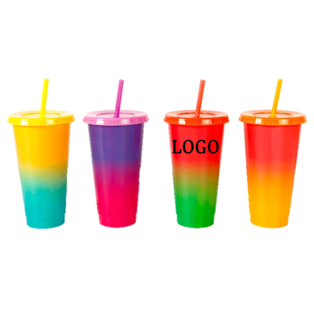 24 Oz. Heat Color Changing Straw Cup 1