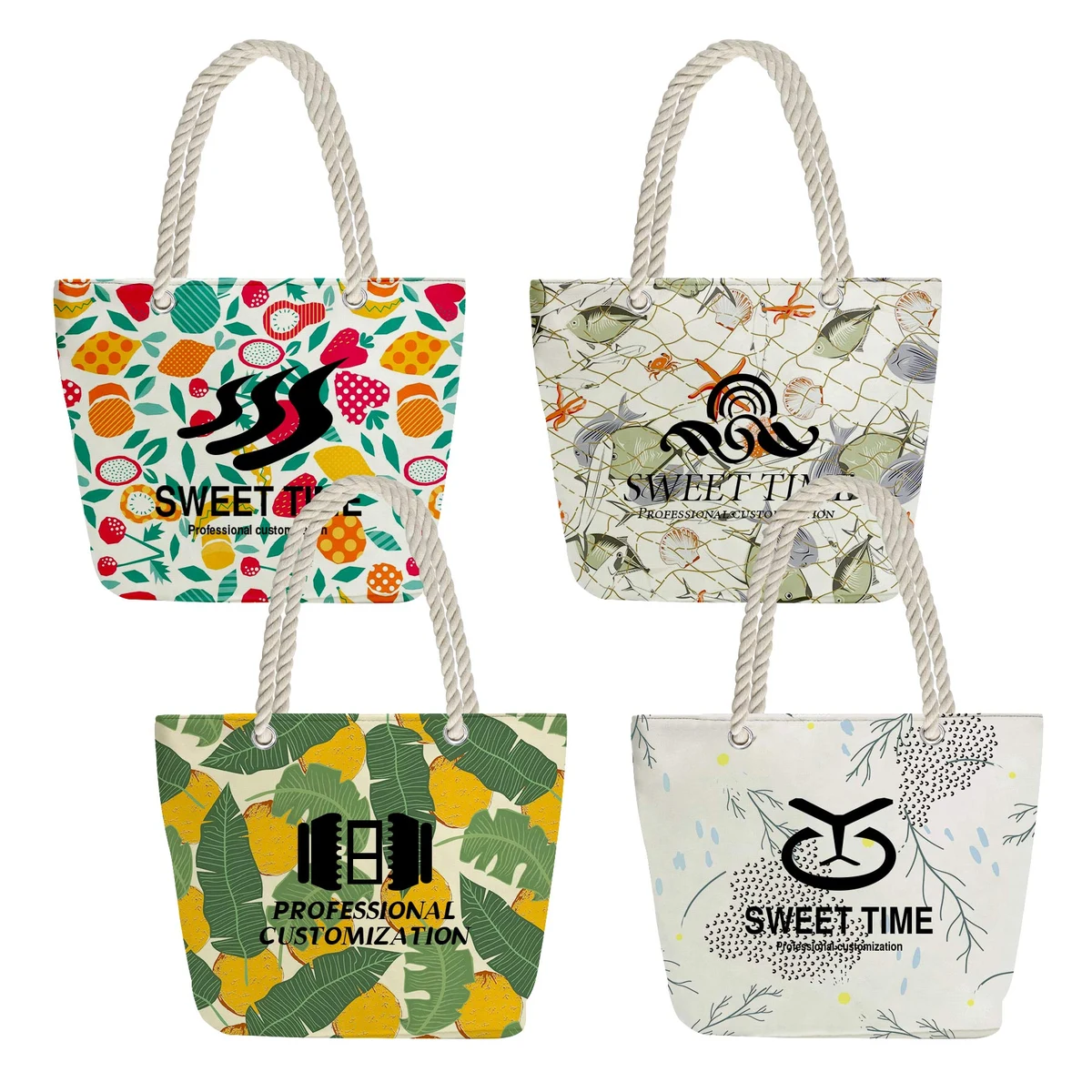 Large Canvas Tote Bag With Rope Handles, custom tote bag with logo imprint 1