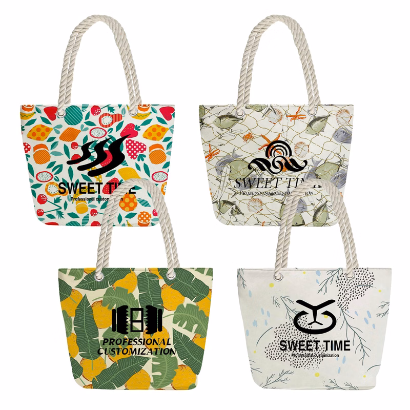 Large Canvas Tote Bag With Rope Handles