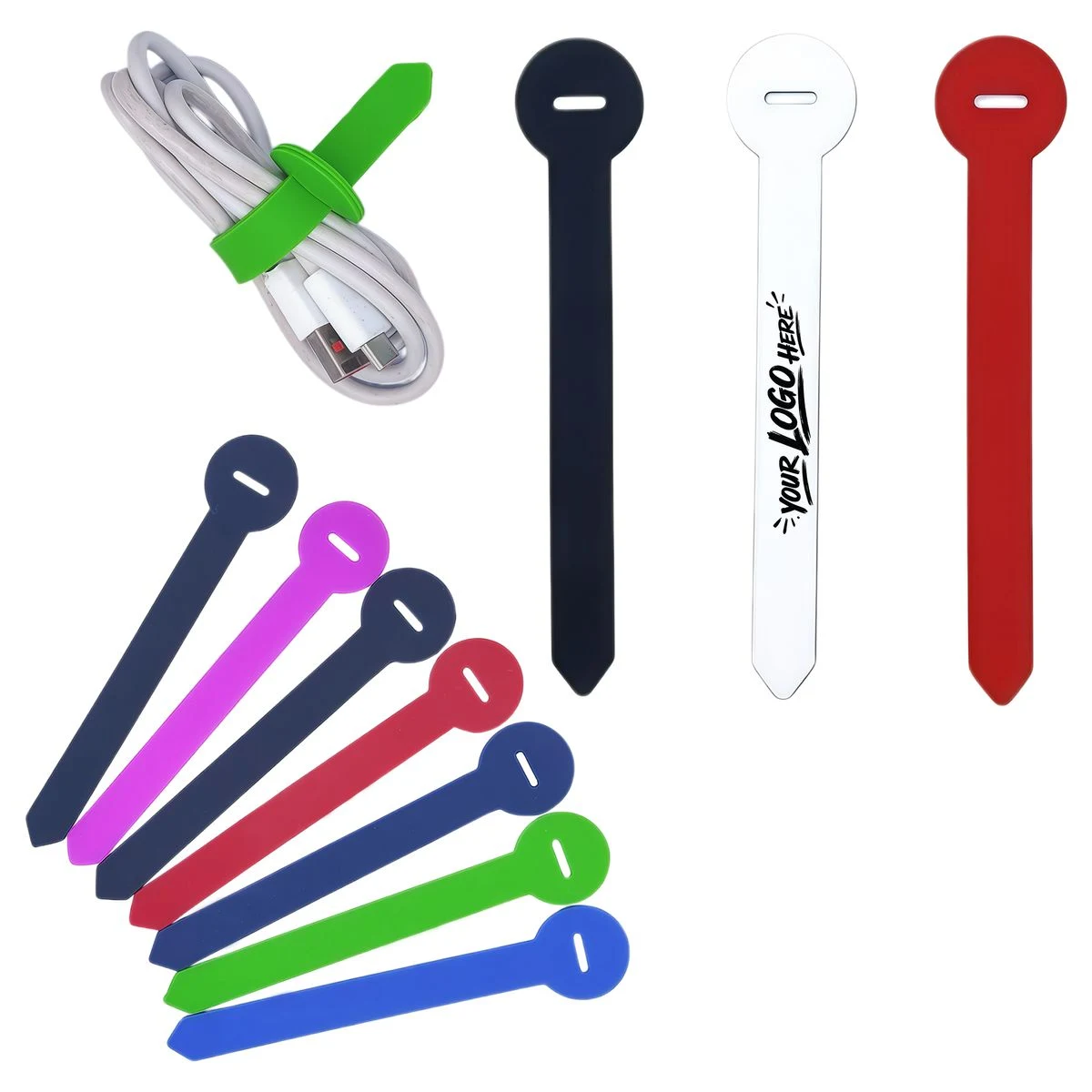 Silicone Cord Tie Strap With Pantone Color Match Option 1