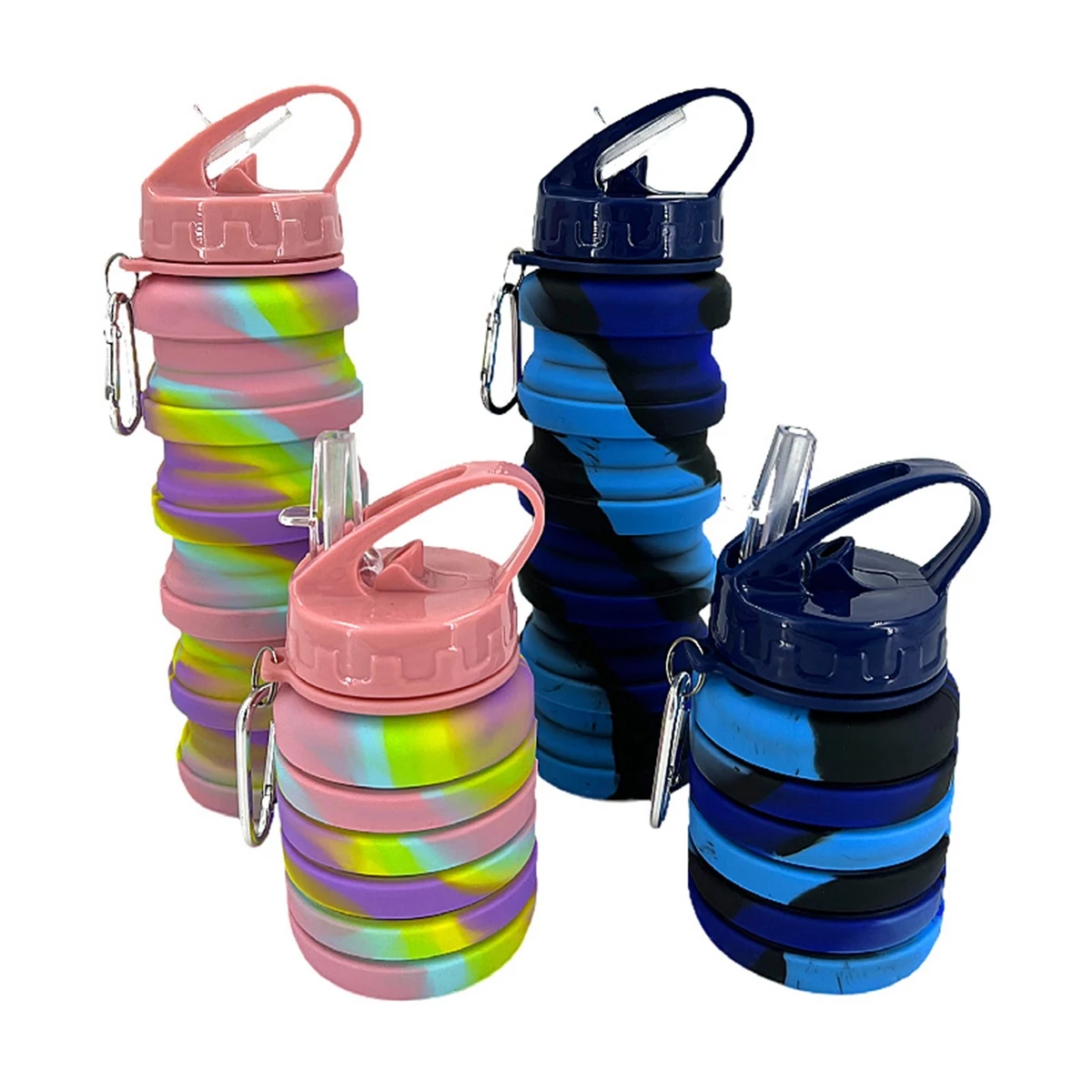 17 Oz. Silicone Collapsible Water Bottle with Straw Lid 1