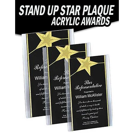 Acrylic Star stand up black/gold 5x7" 1