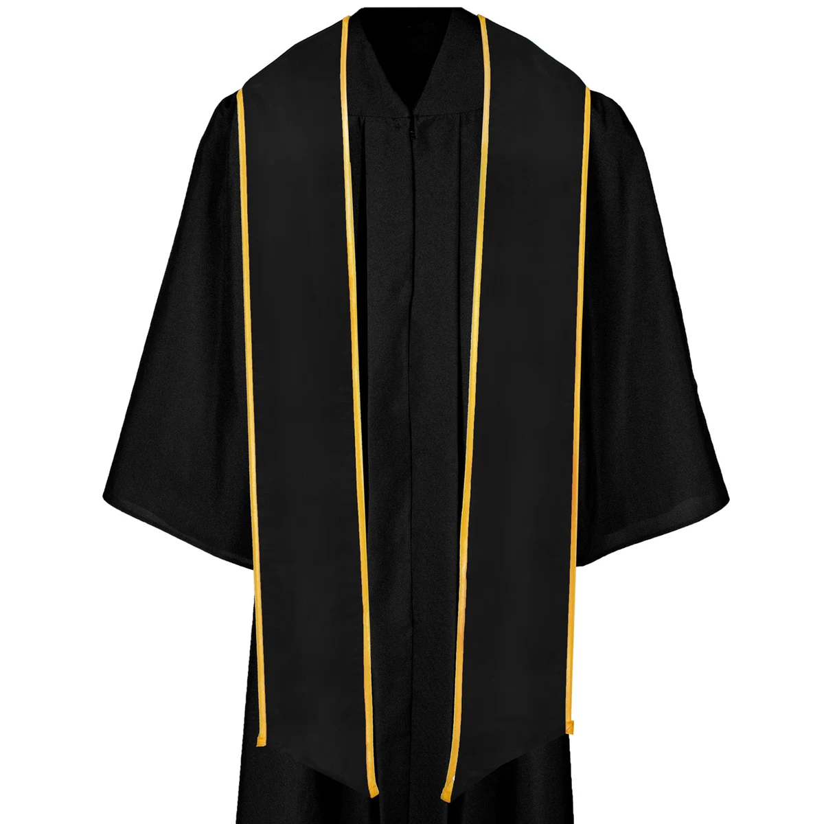 Black 84" Graduation Stole with Gold Binding 1