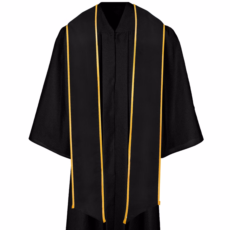 Black 84" Graduation Stole with Gold Binding