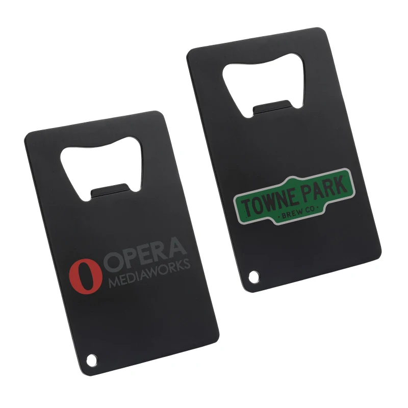 Matte Black Powder Coated Credit Card Bottle Opener 1
