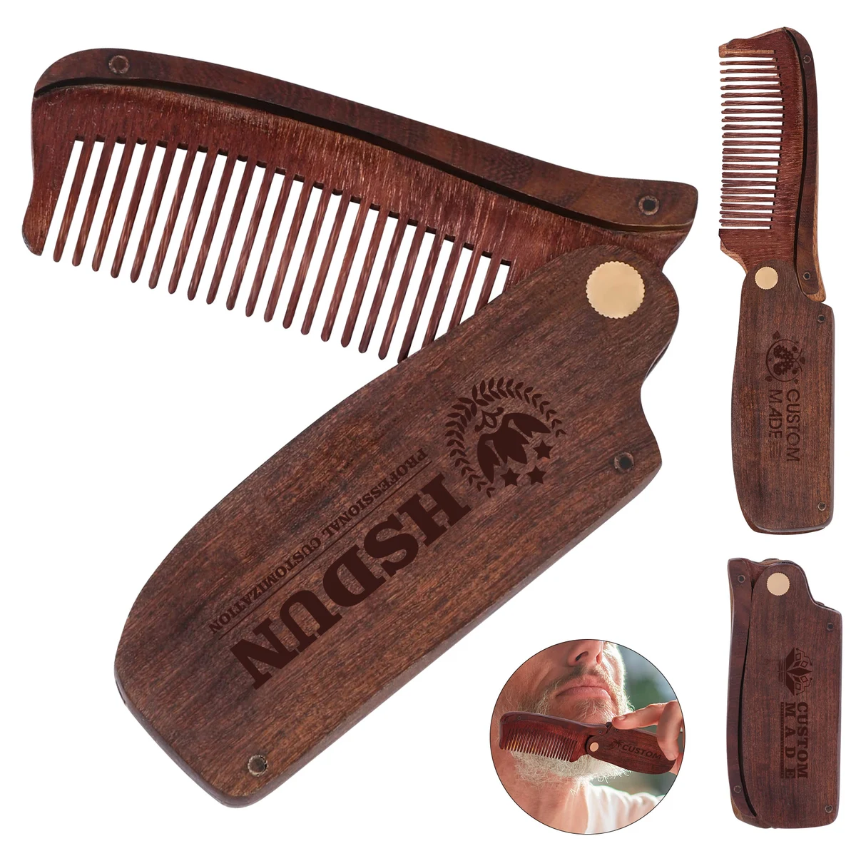 Folding Pocket wooden Comb 1