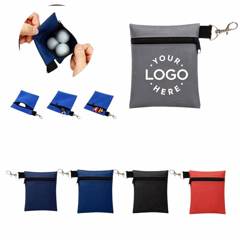 Nylon Golf Accessory Bag With Zipper And Clip Hook