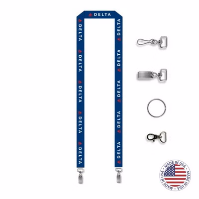 USA Made Full Color Digitally Sublimated Lanyard with Double Cip - Horizontal Tag - 3/4"