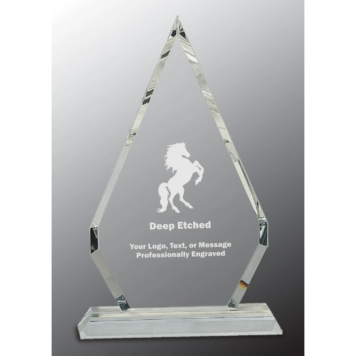 10 3/4" Crystal Diamond Award on Clear Pedestal Base 1