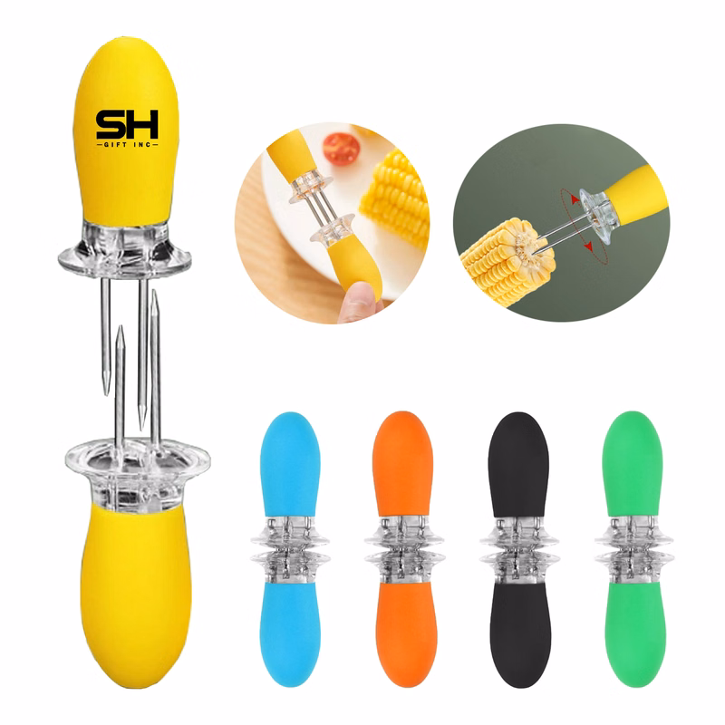 Stainless Steel Corn Cob Holders with Silicone Handle