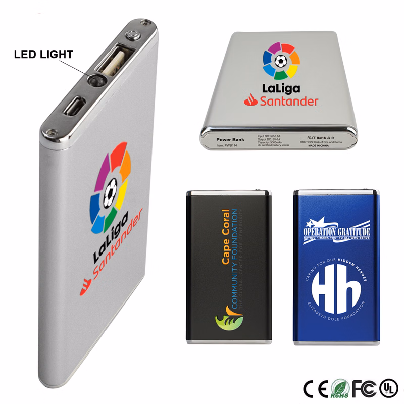 Slim Aluminum 3000mAh Promotional Power Bank