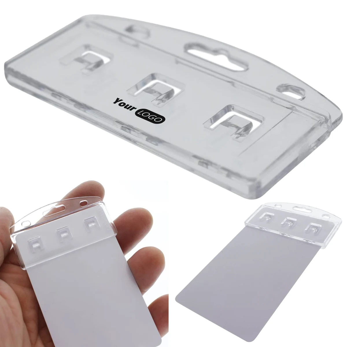 Plastic Translucent Frosted Id Card Holder Clip 1