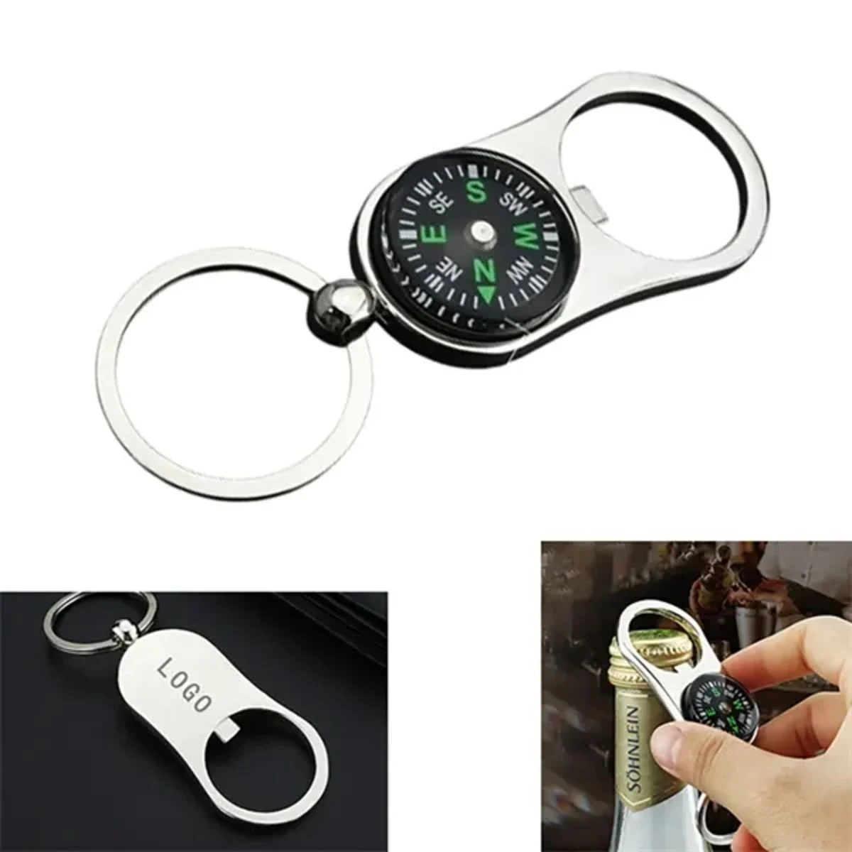 Portable Bottle Opener Compass Keychain
1