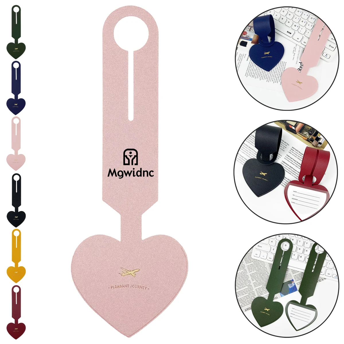 Heart-Shaped Luggage Tag- Durable Leather Travel ID Card Holder 1