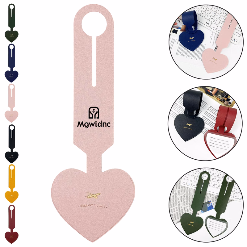Heart-Shaped Luggage Tag- Durable Leather Travel ID Card Holder