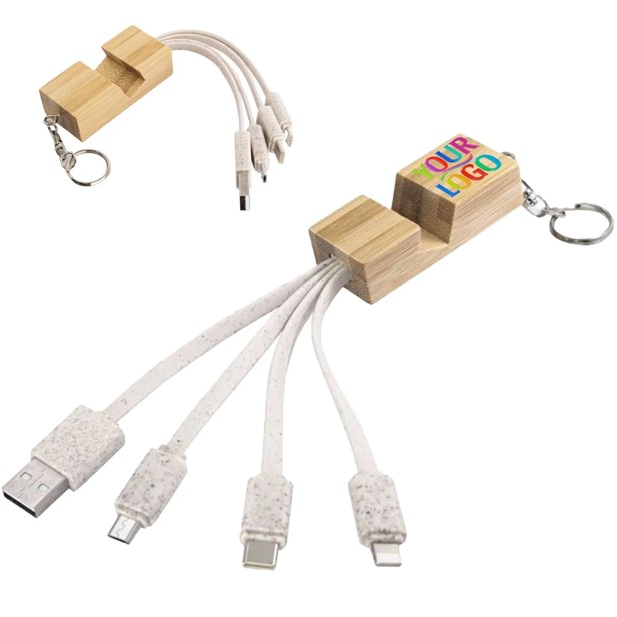 Bamboo Wheat Straw Multi Charging Keychain 1