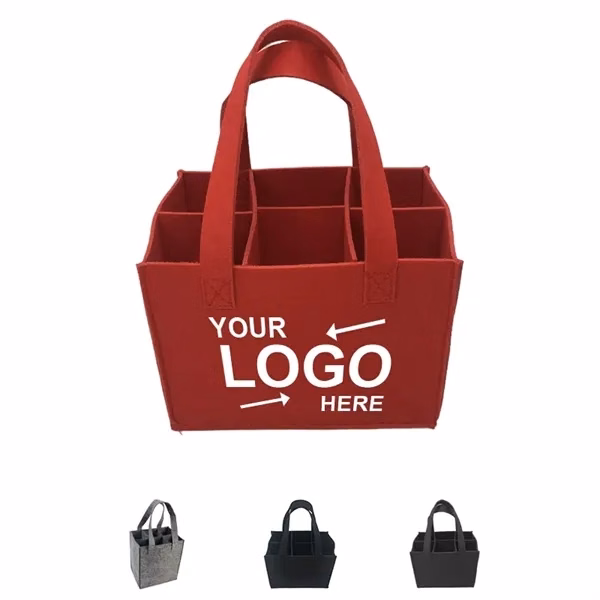 Custom 6 Bottle Felt Wine Carrier Tote — Premium Gifting & Event Essential