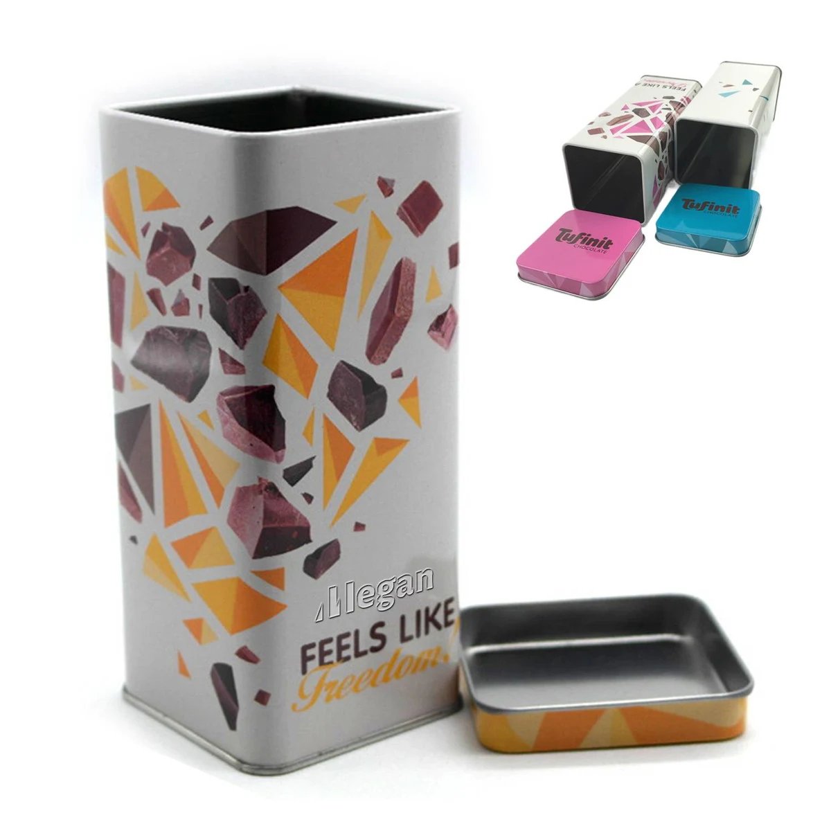 Custom Rectangular Tin Snack Can 1