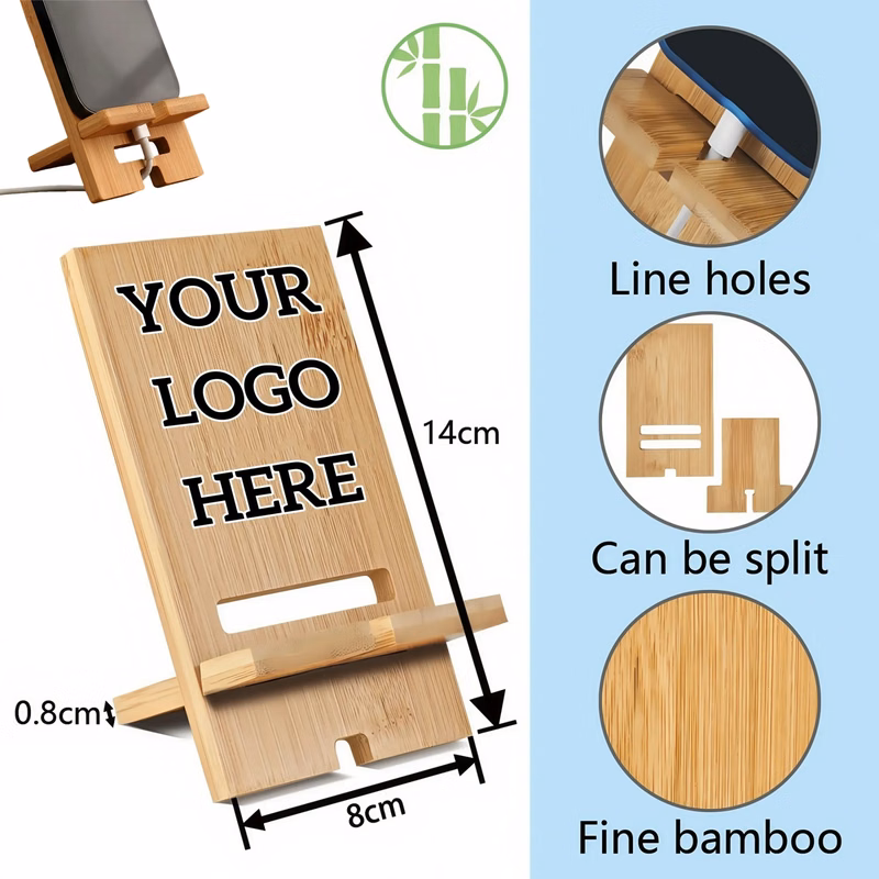 Elegant Bamboo Phone Stand with Charging Hole
