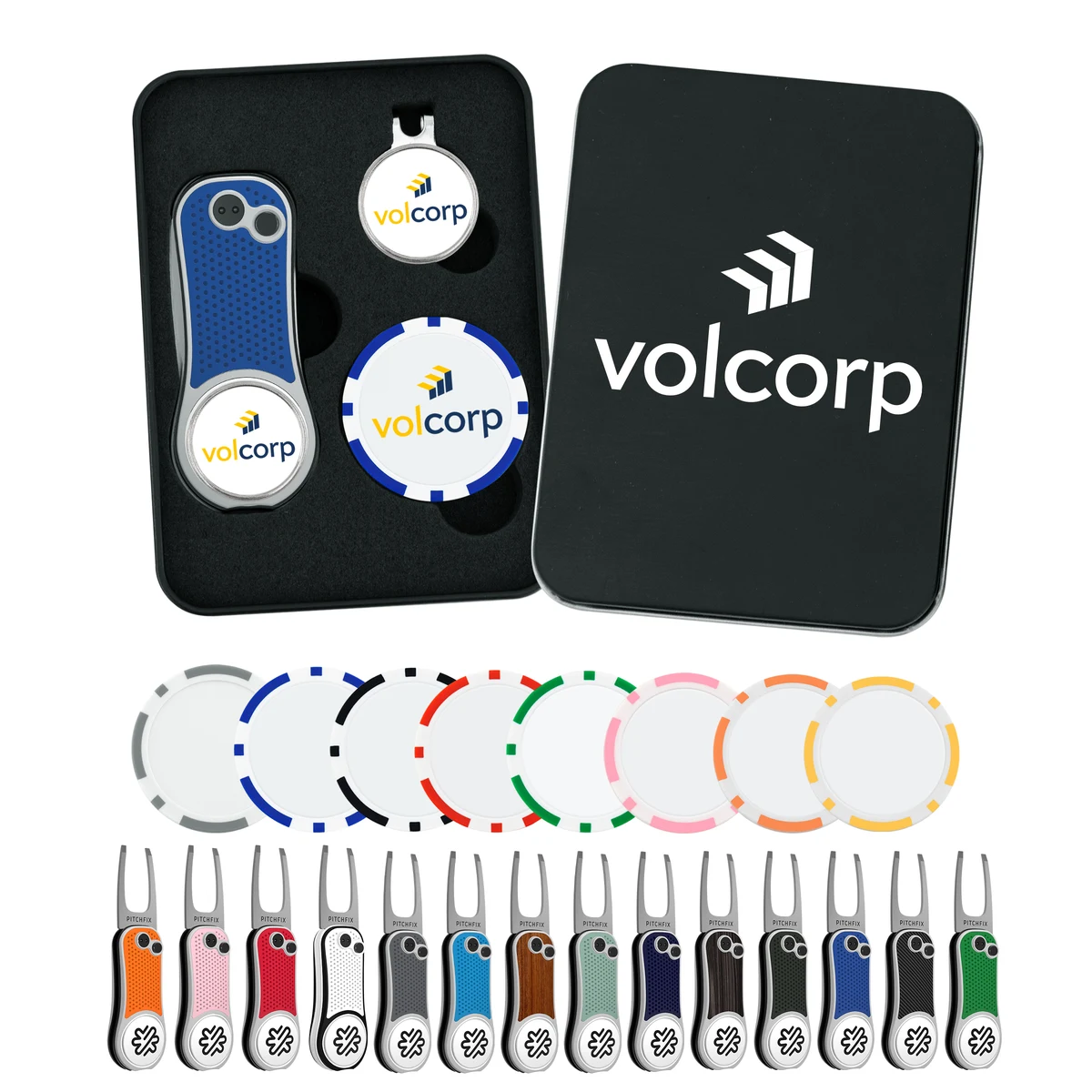 Pitchfix Hybrid Golf Divot Tool Gift Set w/ Poker Chip 1