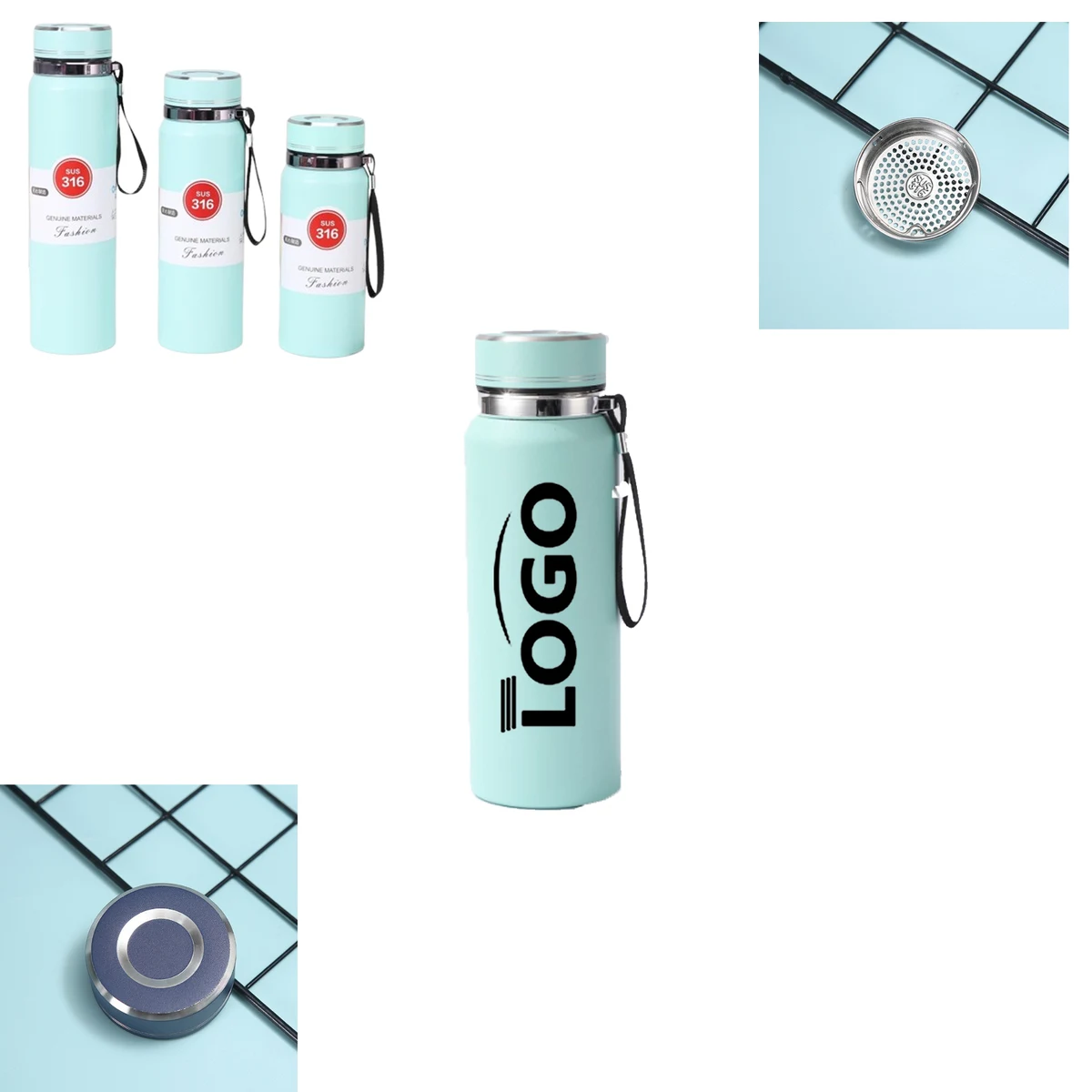 Custom Logo Portable Travel 316 Stainless Steel Thermos Cup, custom water bottle with logo imprint 1