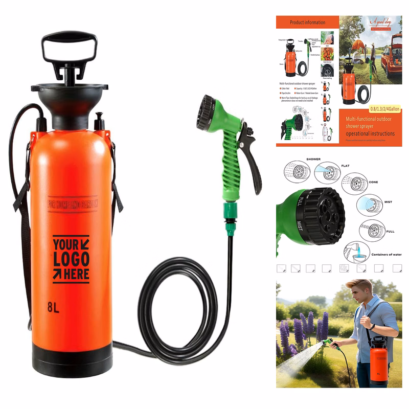 7 Spray Modes Pressure Sprayer Camping Shower with Removable Hose and Head