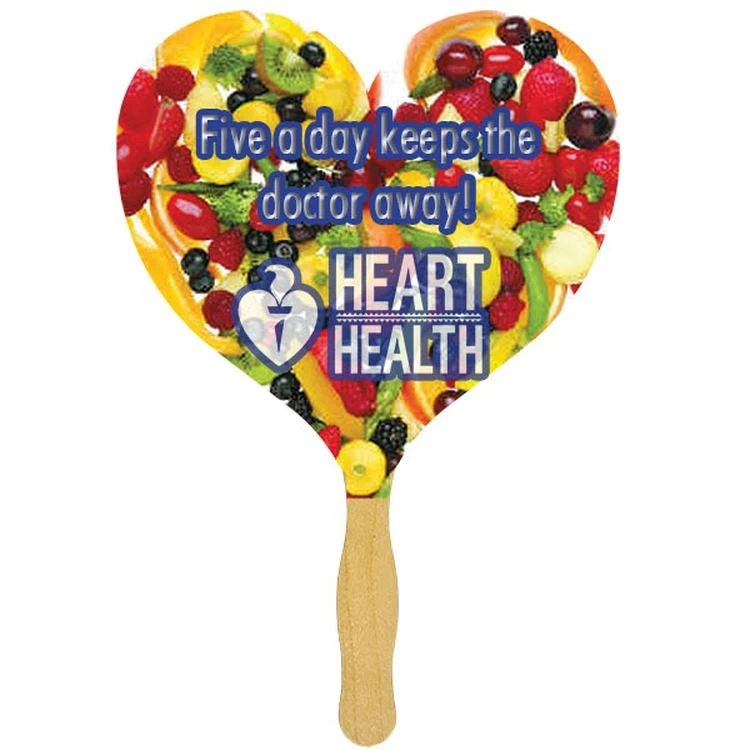 Heart Sandwiched Hand Fan (2 Side/Four Color Process) 1