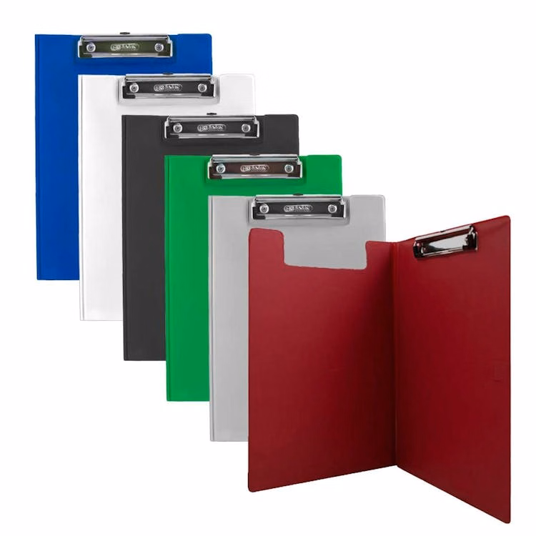 Covered Clipboard Folder - Low Profile Clip PVC Covered Board Assorted Colors