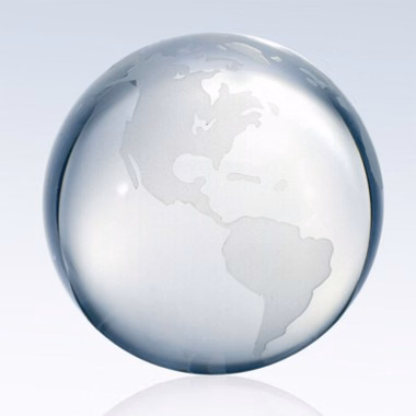 4" Crystal World Globe with Flat Bottom