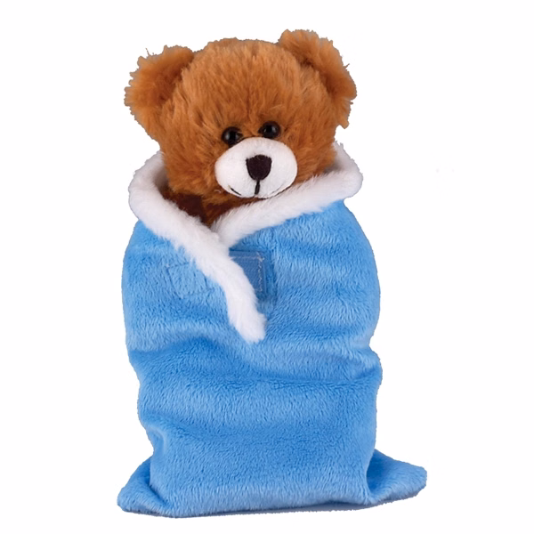 Soft Plush Mocha Teddy Bear in Baby Sleep Bag Stuffed Animal