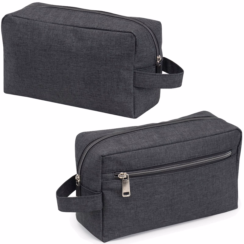 Heathered Dual Zipper Polyester Toiletry Bag