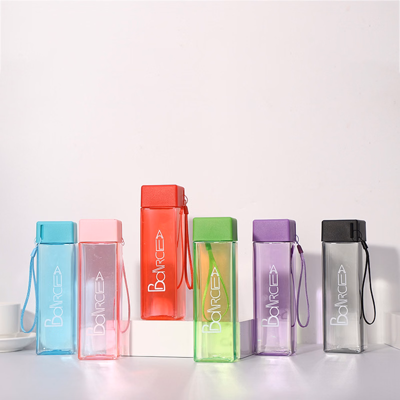 Portable Square Shape Pure Color Water Bottles With Lid