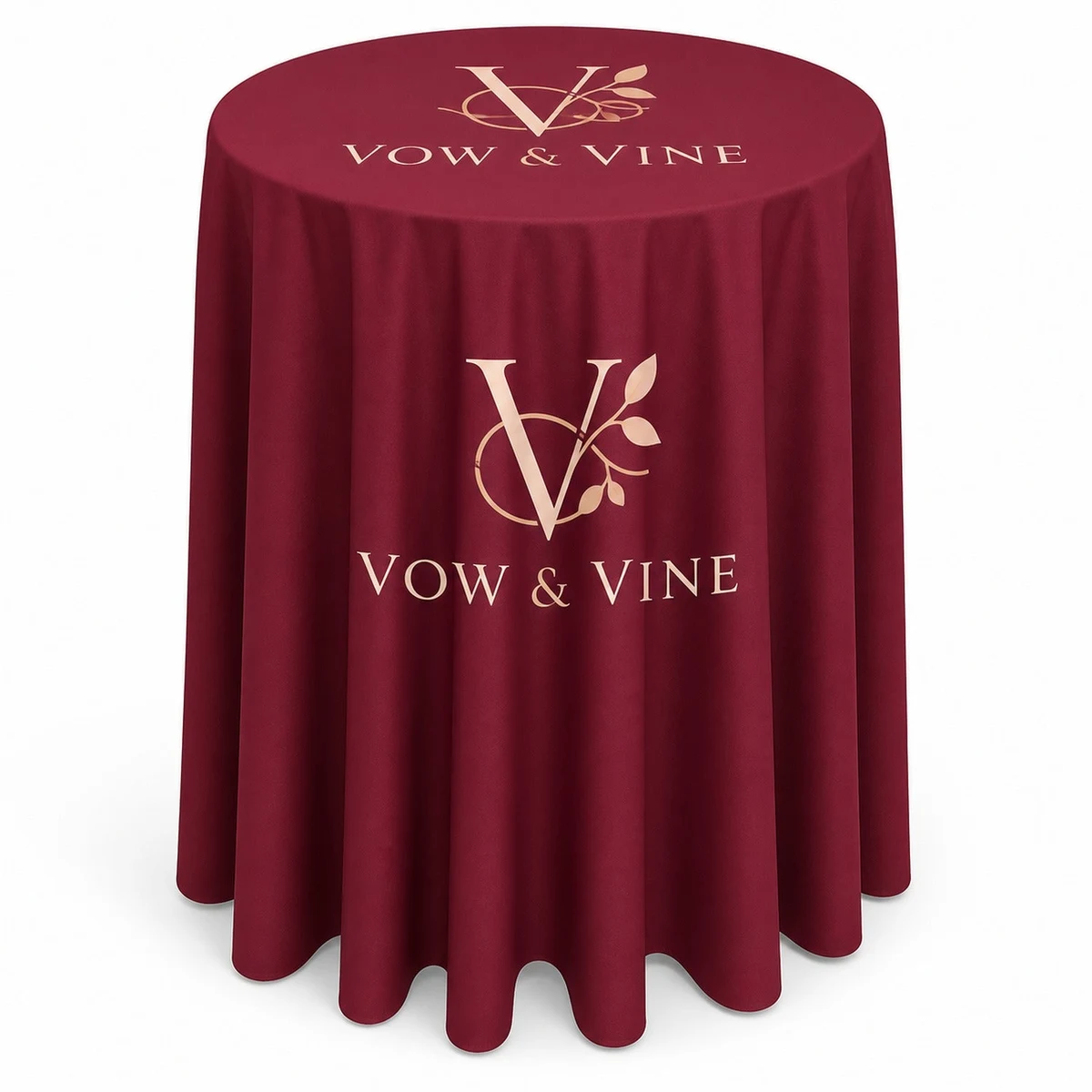Sublimated Bar-Height Round Drape Table Throw 1