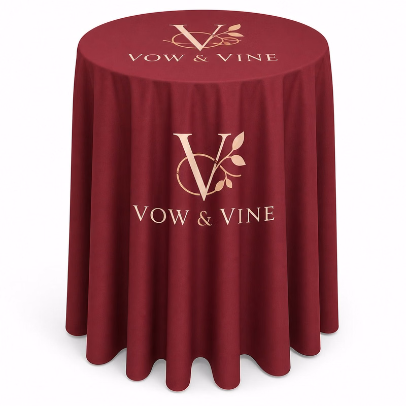 72Hr Fast Ship - Sublimated Bar-Height Round Drape Table Throw