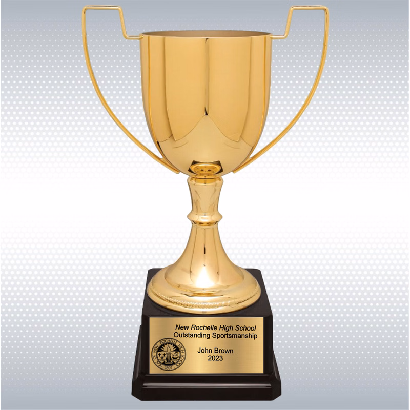 11 3/4" Completed Zinc Cup Trophy on Plastic Base