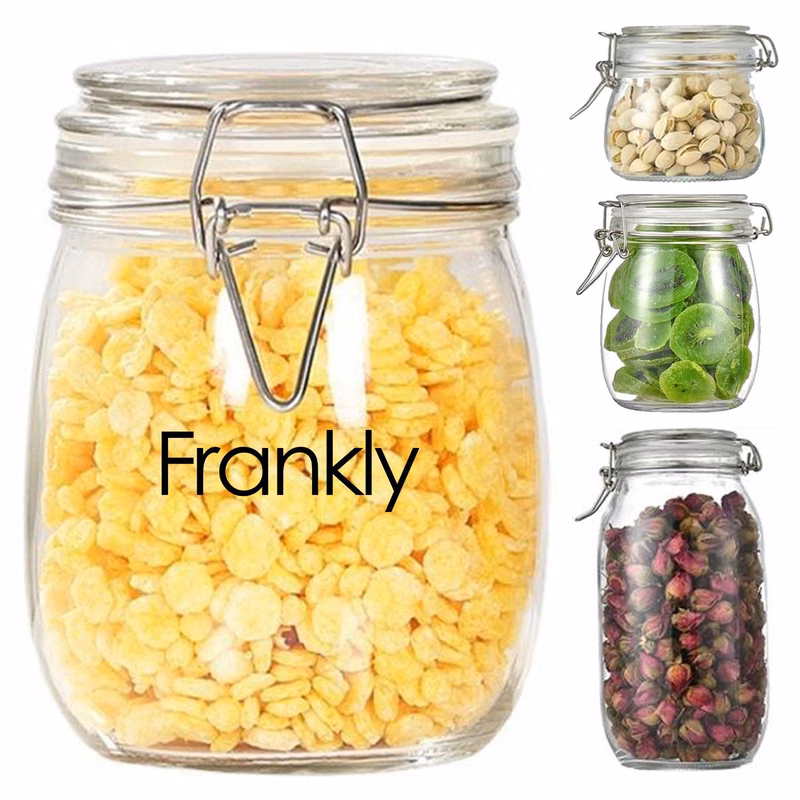 Glass Food Storage Jars With Airtight Clamp Lids