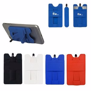 Silicone Cell Phone Wallet With Stylus Stand And Adhesive Back For Cards