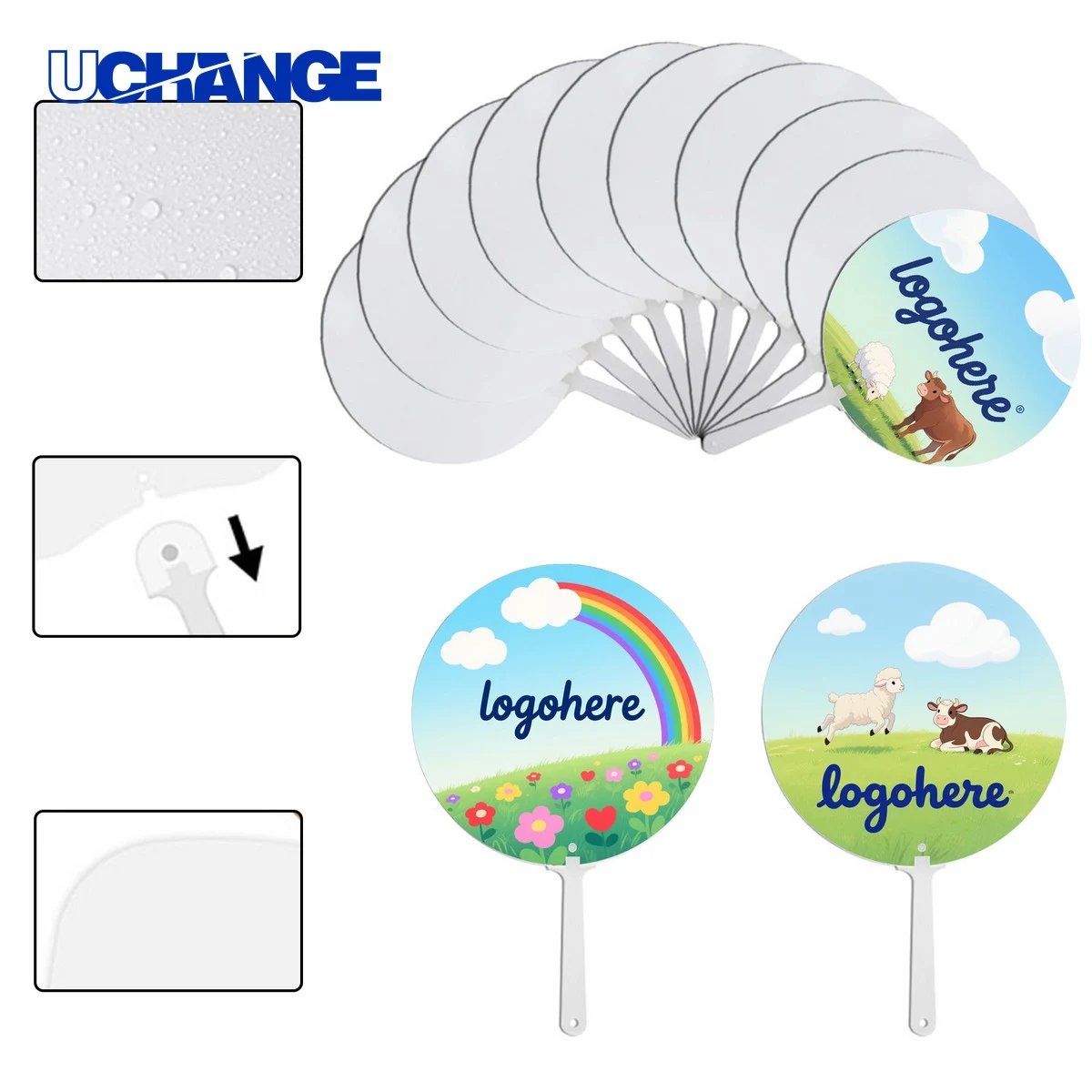 Custom Logo Church Hand Fan with Handle 1