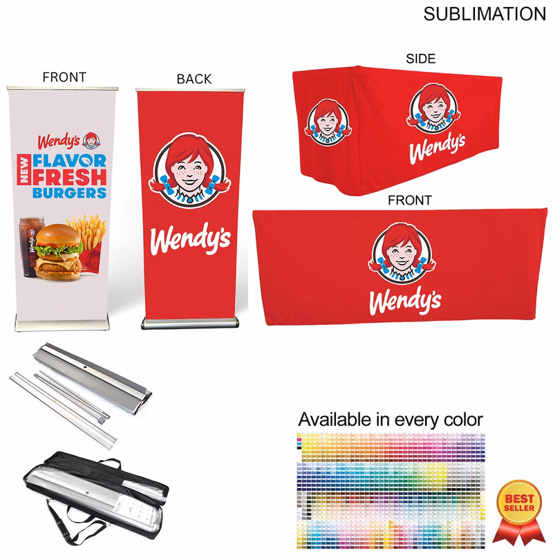 Outdoor Event Package 4, Double sided deluxe pull up banner (SU780-5) + 6' box fit Cloth (SU808)