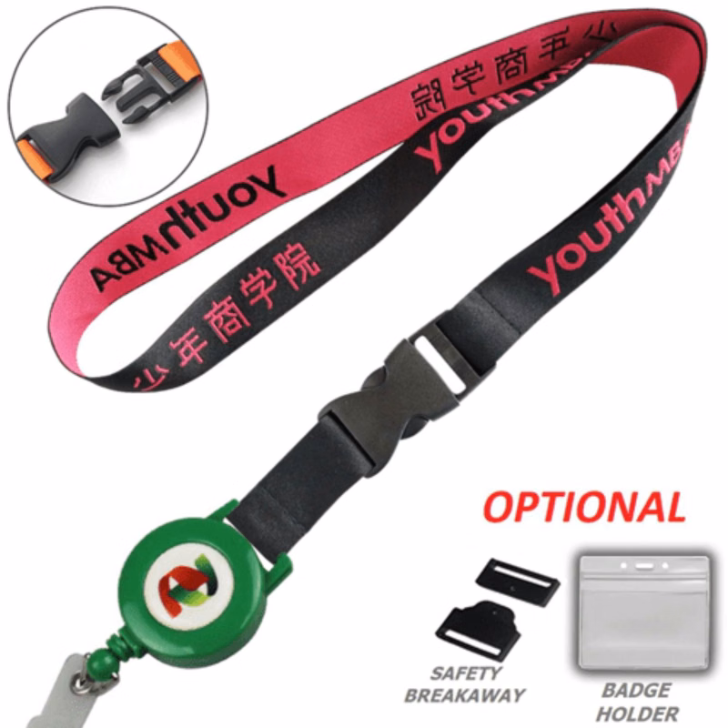 Woven Combo Badge Reel Lanyard w/ Buckle Release