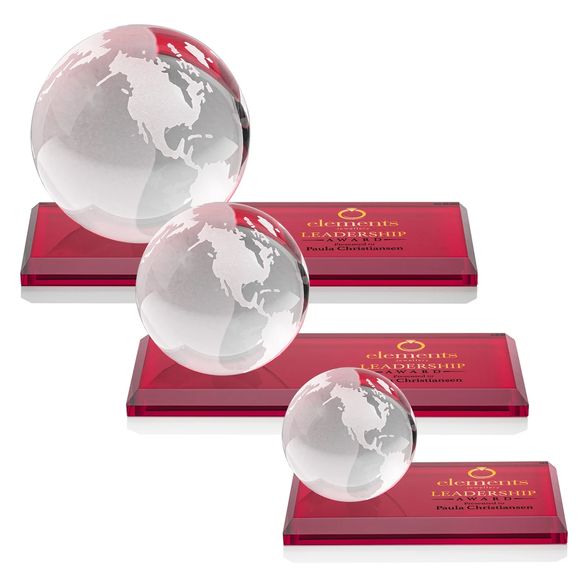 Globe VividPrint™ Award on Rectangle Base - Red 1
